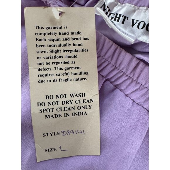 Night Vogue Lavender Beaded Two-Piece Set XL / L 100% Polyester Womens Blemishes - Picture 13 of 16